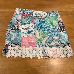 Lilly Pulitzer Patchwork Mini Skirt in Blue, Pink, Green, White